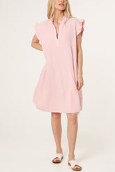 Frill Sleeve Cheesecloth Mini Dress
