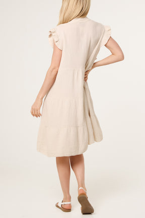 Frill Sleeve Cheesecloth Mini Dress