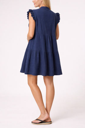 Frill Sleeve Cheesecloth Mini Dress