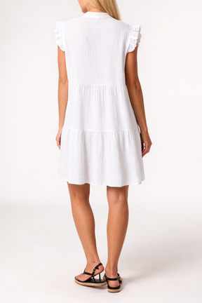 Frill Sleeve Cheesecloth Mini Dress