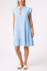 Frill Sleeve Cheesecloth Mini Dress