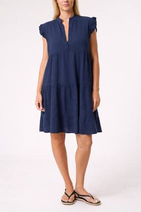 Frill Sleeve Cheesecloth Mini Dress