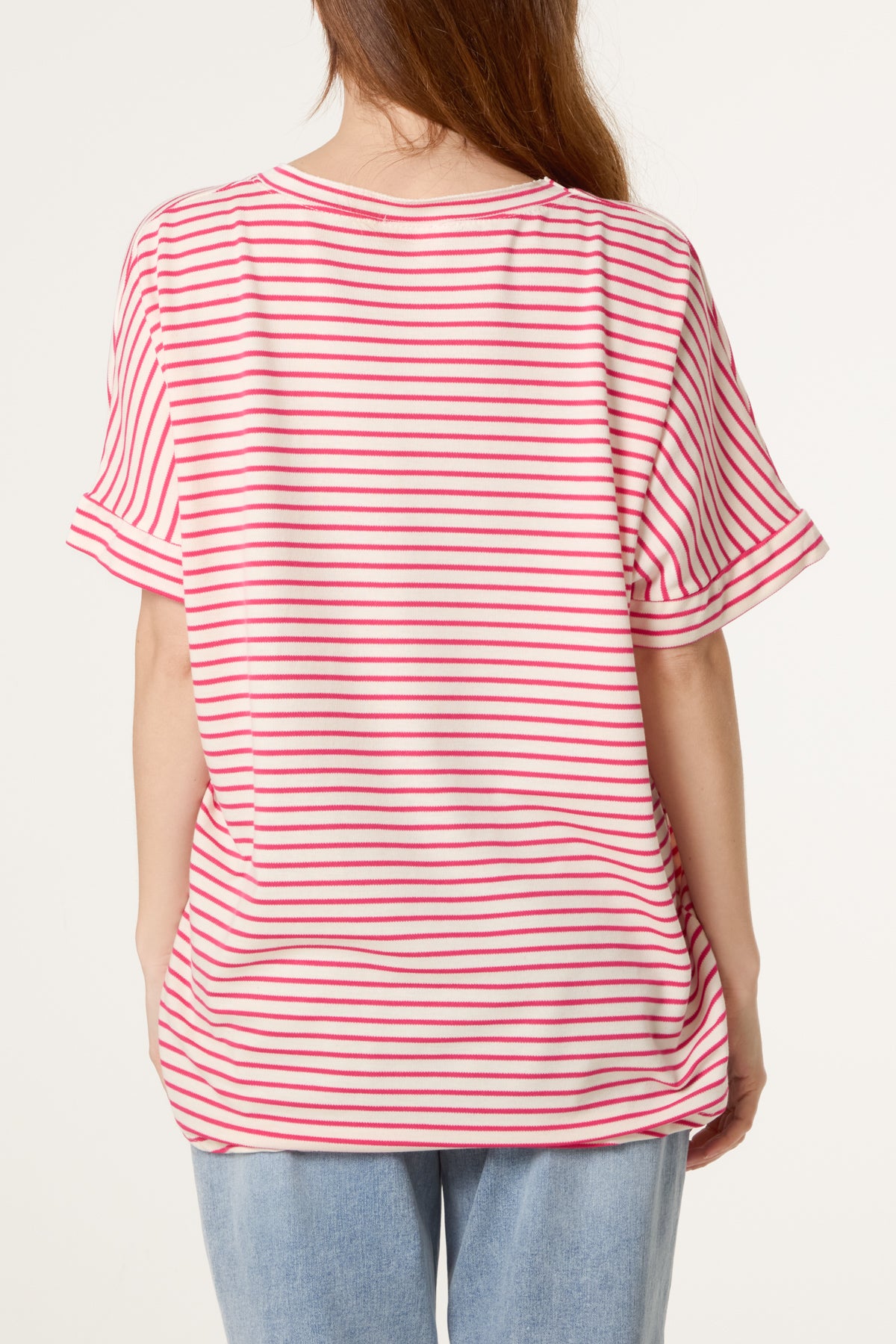 Pure Cotton V-Neck Stripe T-Shirt
