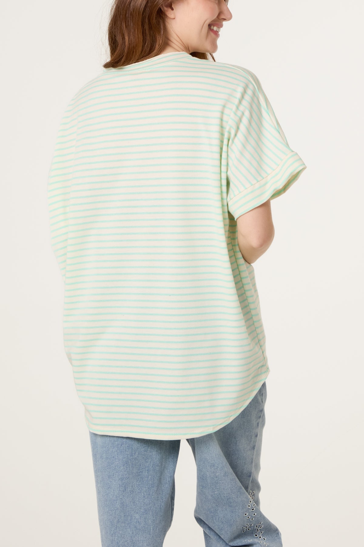 Pure Cotton V-Neck Stripe T-Shirt