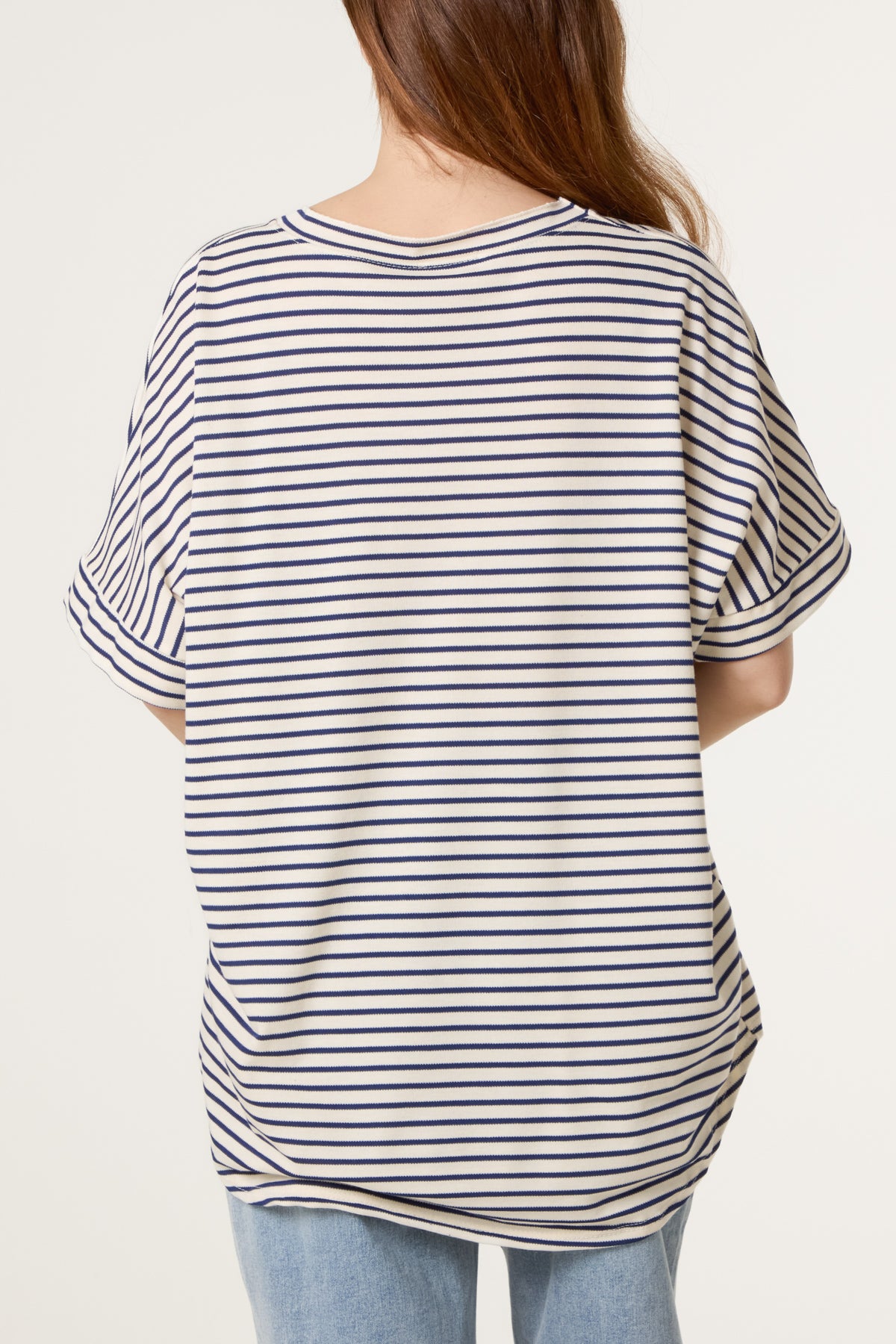 Pure Cotton V-Neck Stripe T-Shirt