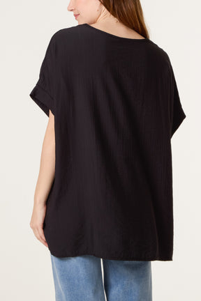 Necklace V-Neck Short Sleeve Top