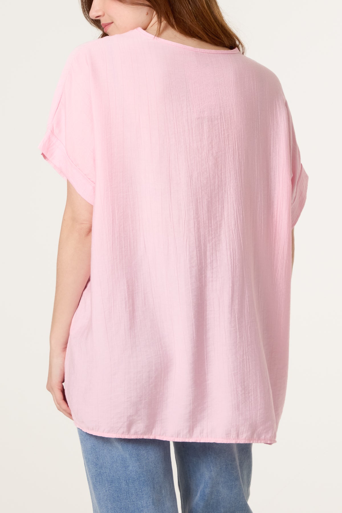 Necklace V-Neck Short Sleeve Top
