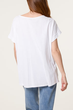 Linen Blend Short Sleeve Top