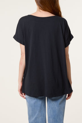 Linen Blend Short Sleeve Top