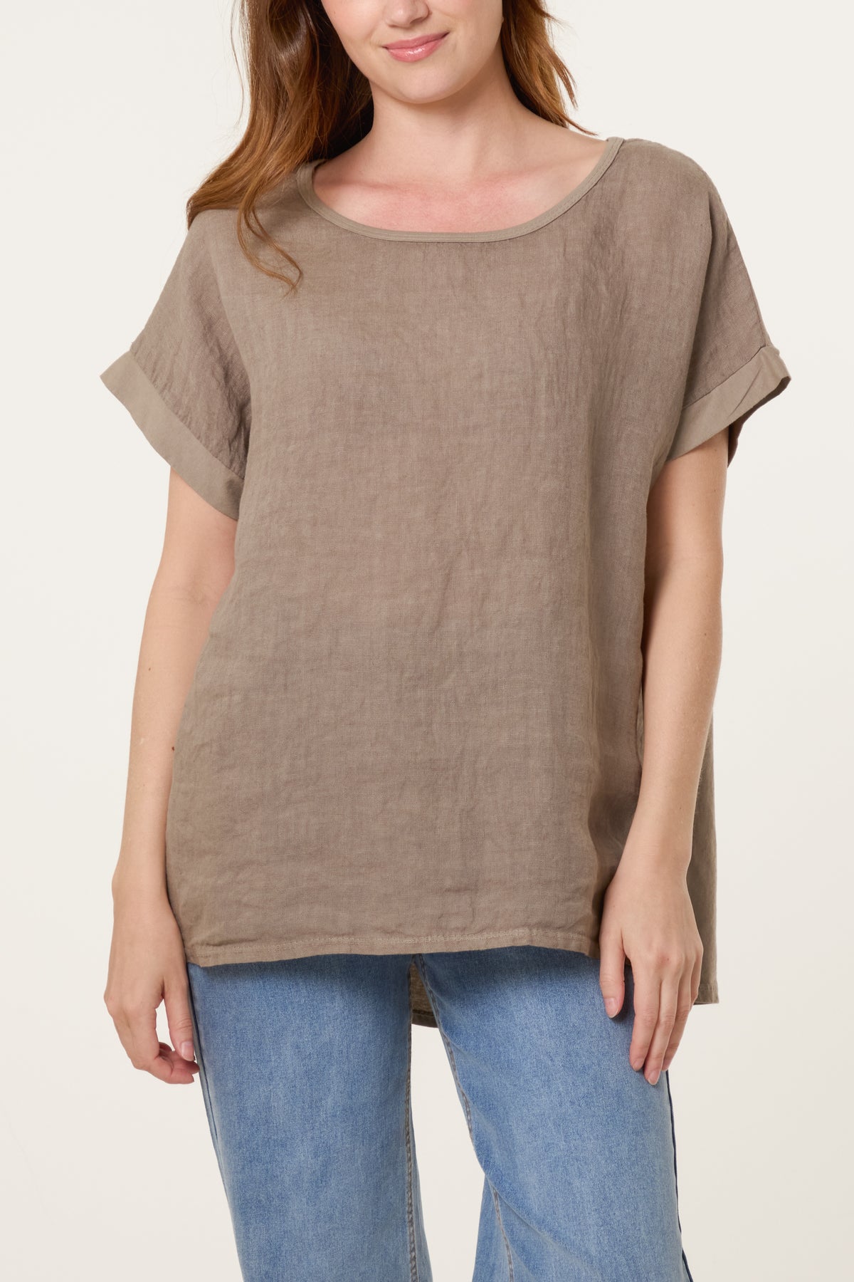 Linen Blend Short Sleeve Top