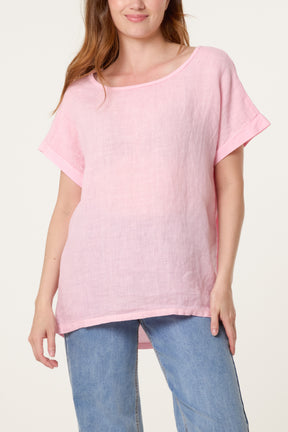 Linen Blend Short Sleeve Top