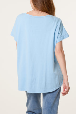 Linen Blend Short Sleeve Top