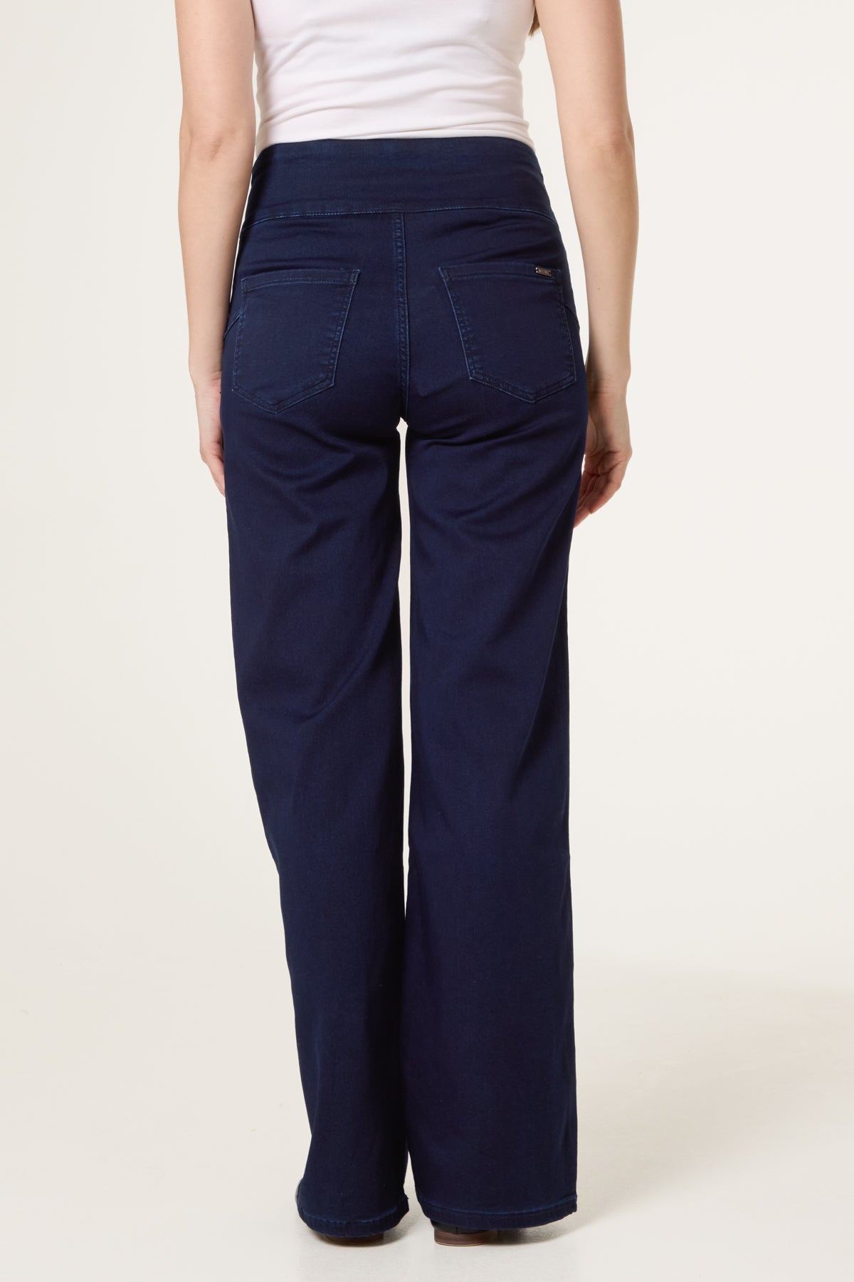 Wide Leg Stretch Waistband Trousers