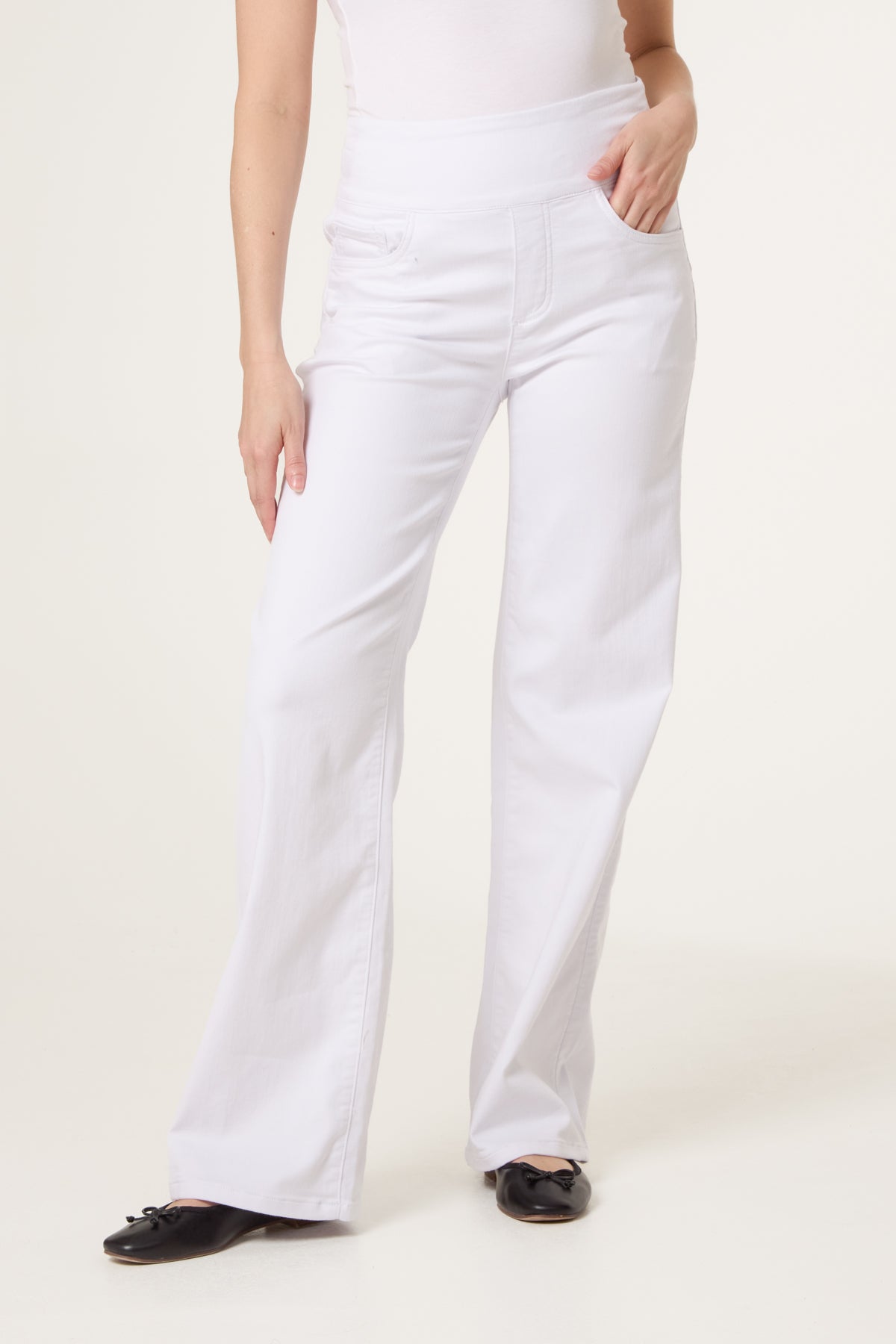 Wide Leg Stretch Waistband Trousers