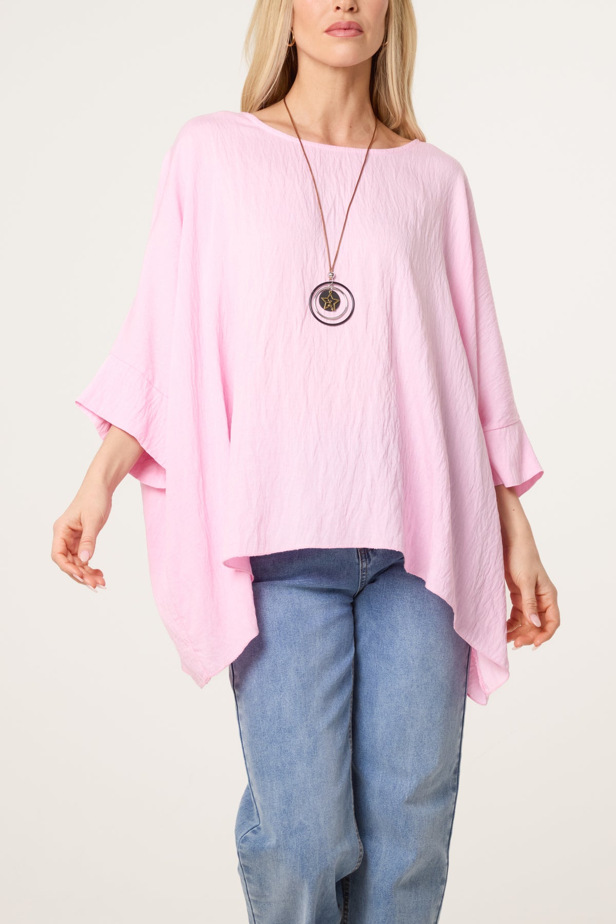 Necklace Batwing Asymmetric Hem Top