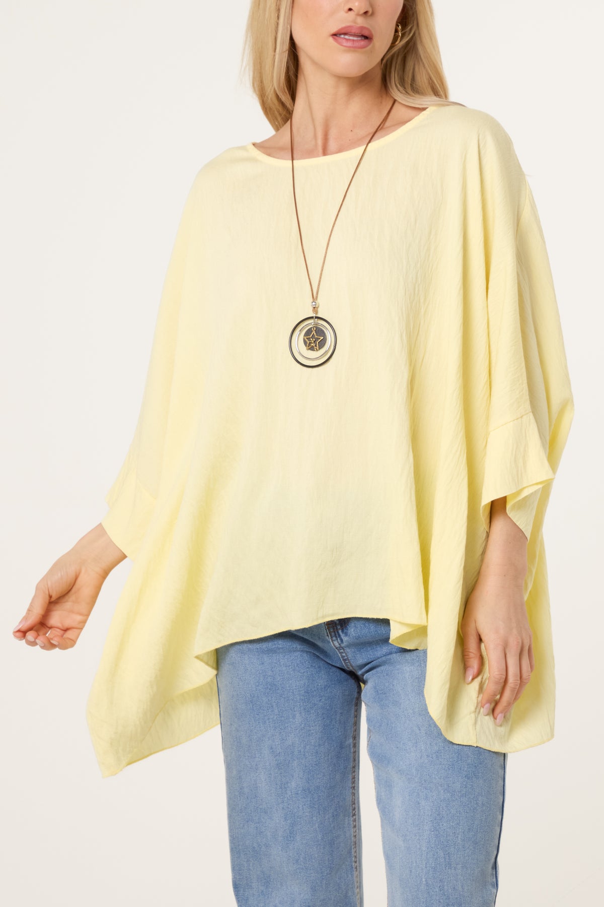 Necklace Batwing Asymmetric Hem Top