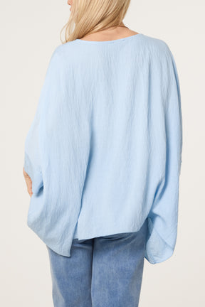 Necklace Batwing Asymmetric Hem Top