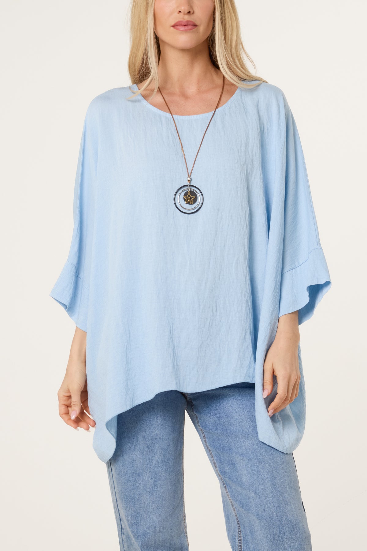 Necklace Batwing Asymmetric Hem Top