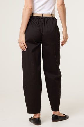 Belted Front Pocket Barrel Trousers