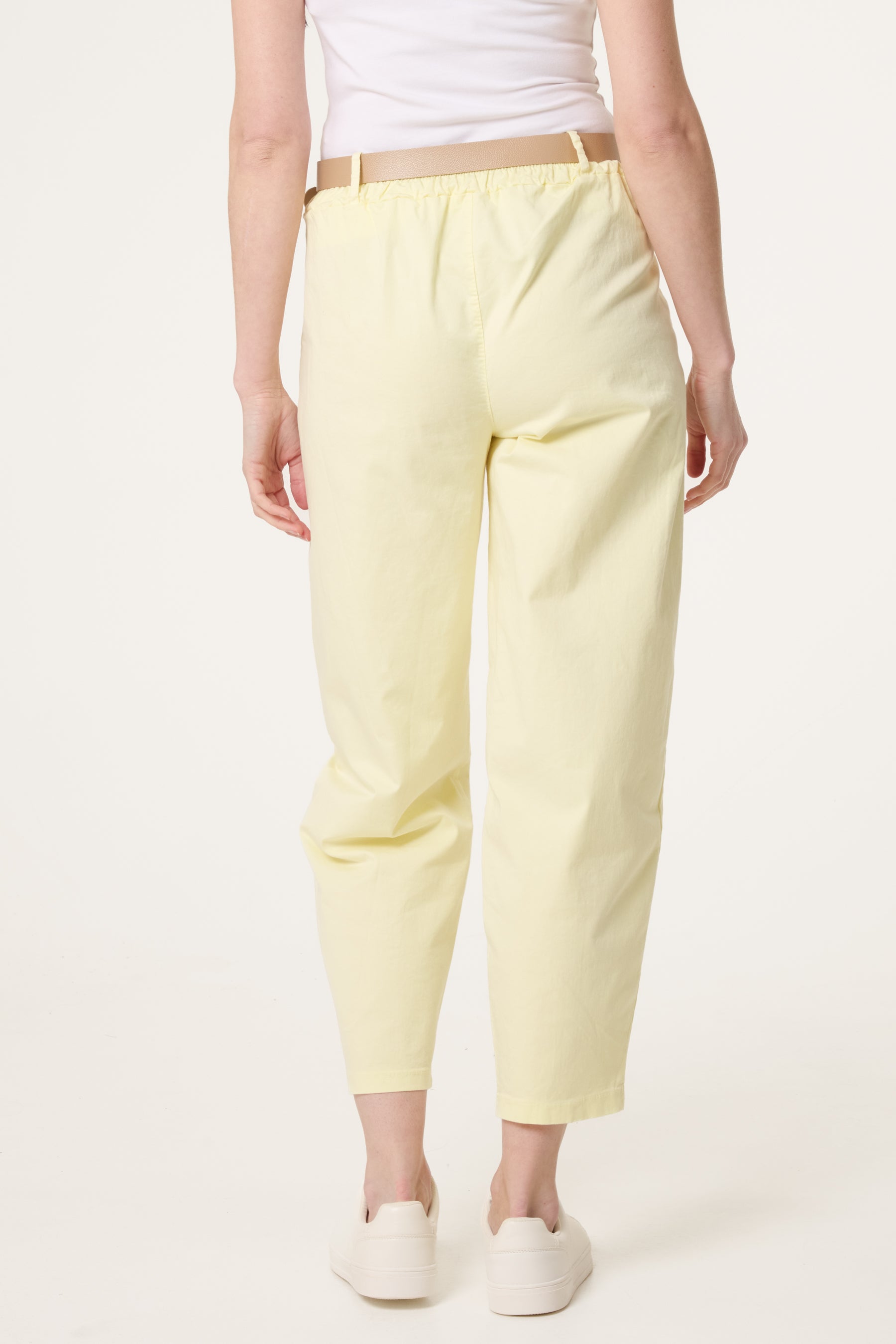 Belted Front Pocket Barrel Trousers