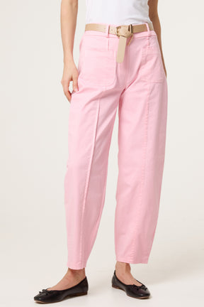 Belted Front Pocket Barrel Trousers