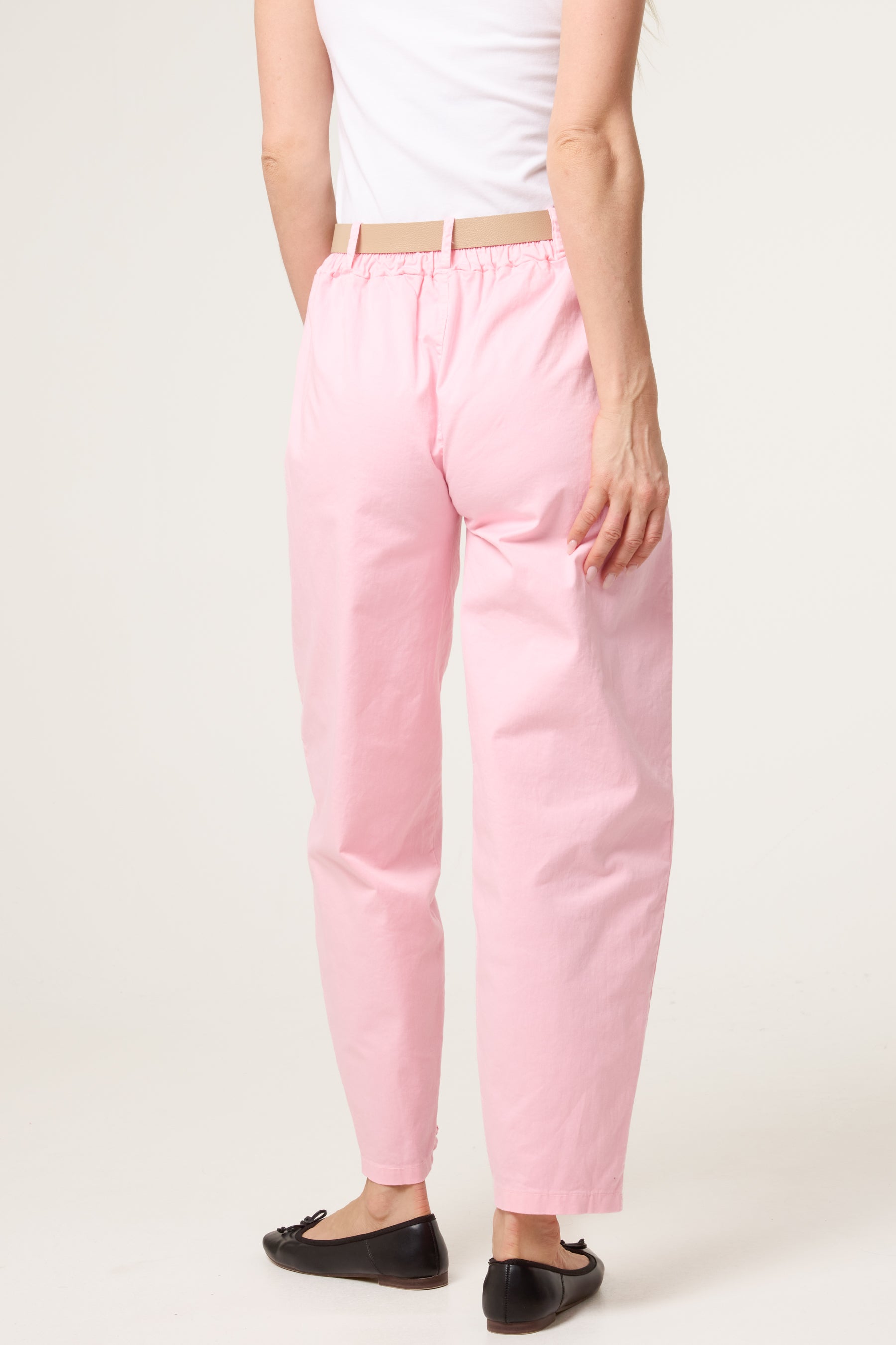 Belted Front Pocket Barrel Trousers