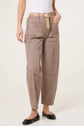 Belted Front Pocket Barrel Trousers