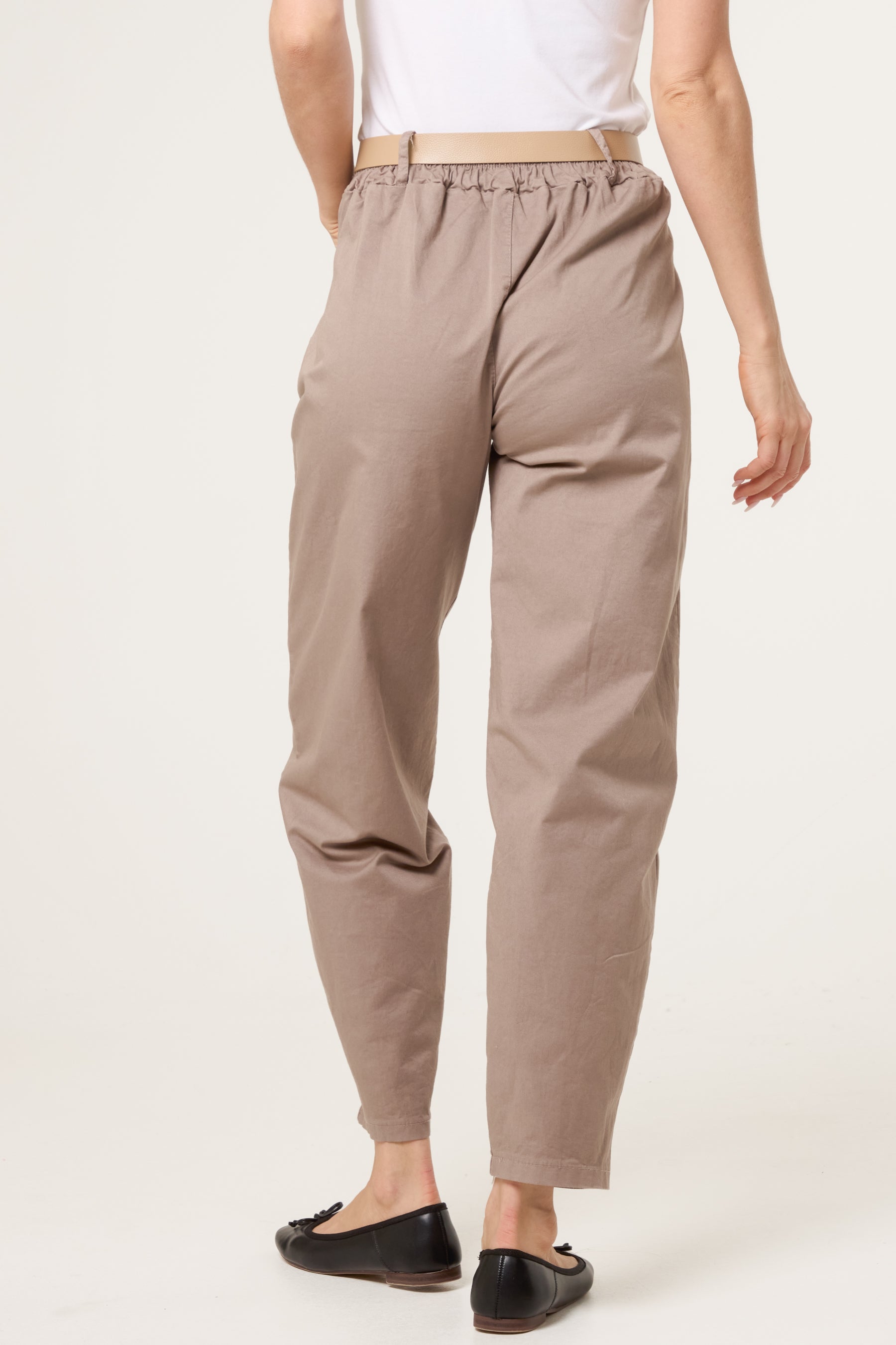 Belted Front Pocket Barrel Trousers