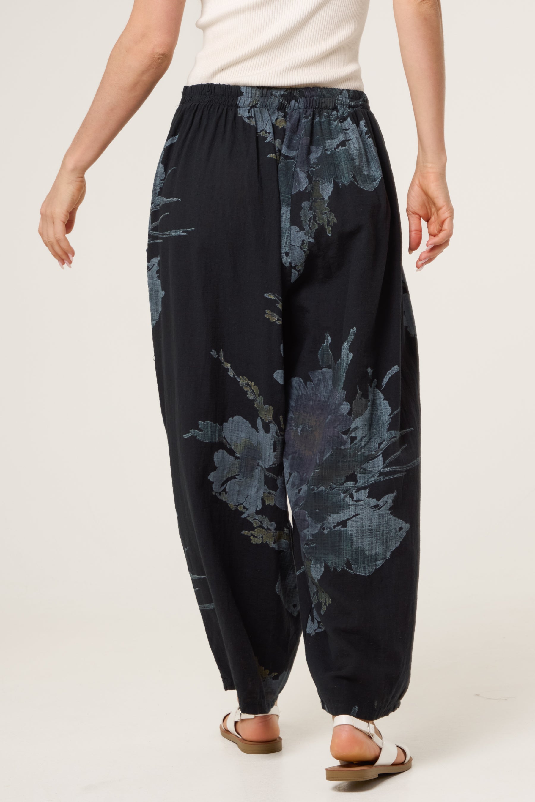 Floral Pure Cotton Barrel Leg Trousers