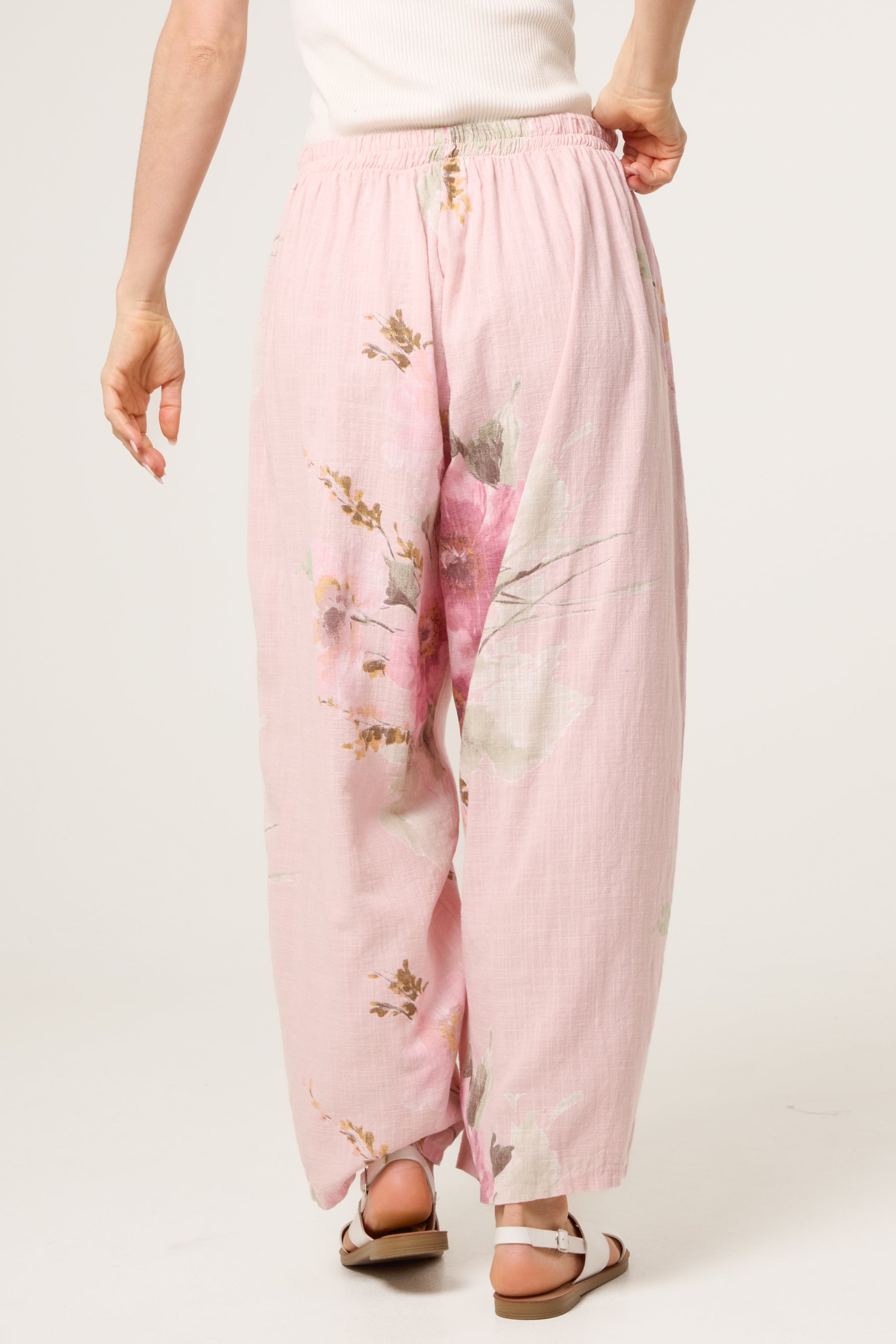 Floral Pure Cotton Barrel Leg Trousers