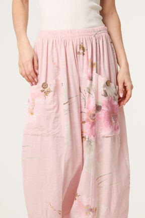 Floral Pure Cotton Barrel Leg Trousers