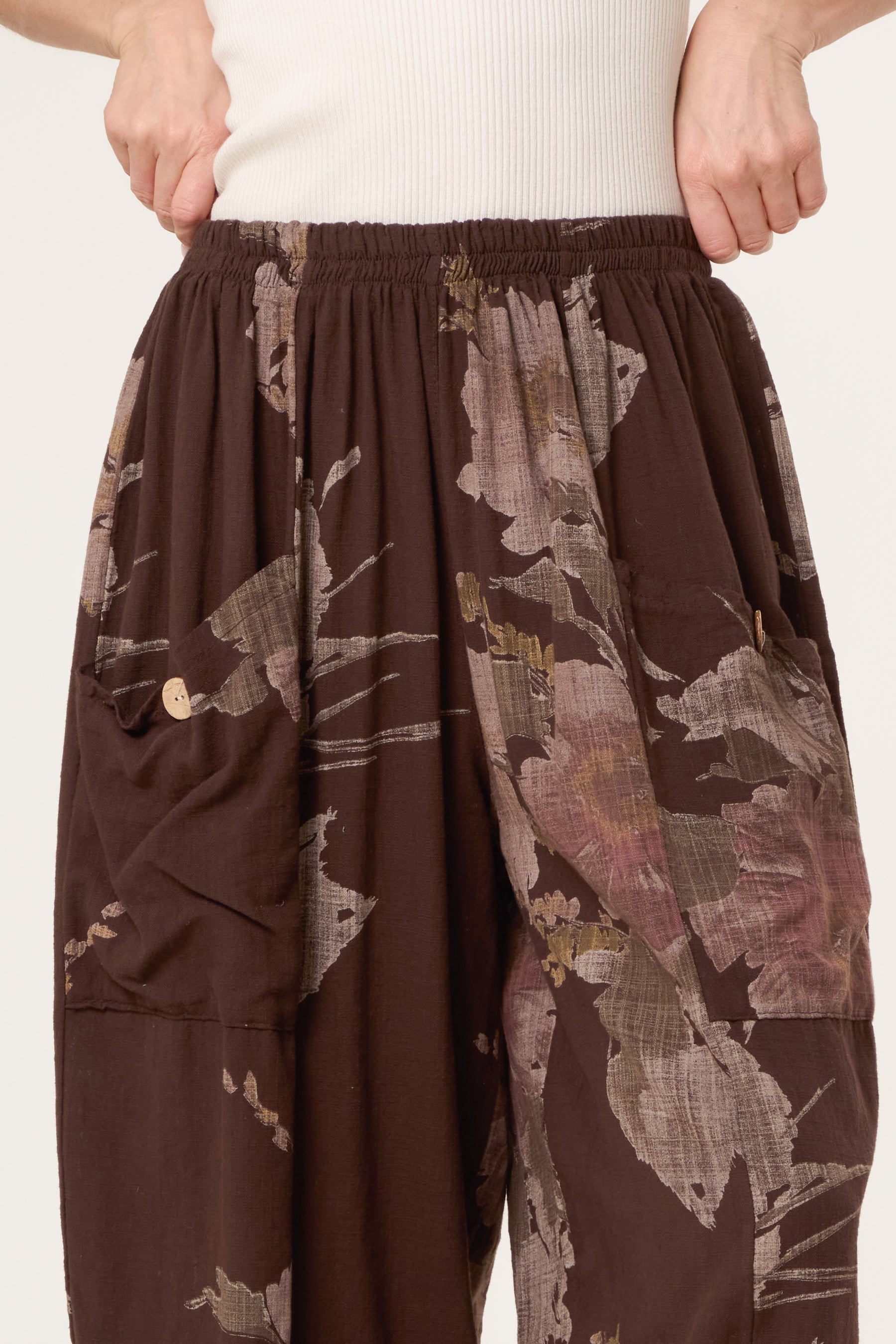 Floral Pure Cotton Barrel Leg Trousers