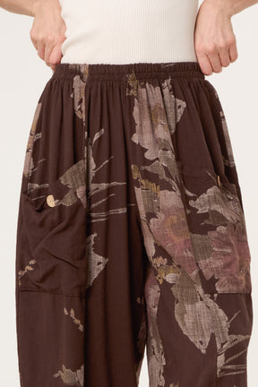 Floral Pure Cotton Barrel Leg Trousers