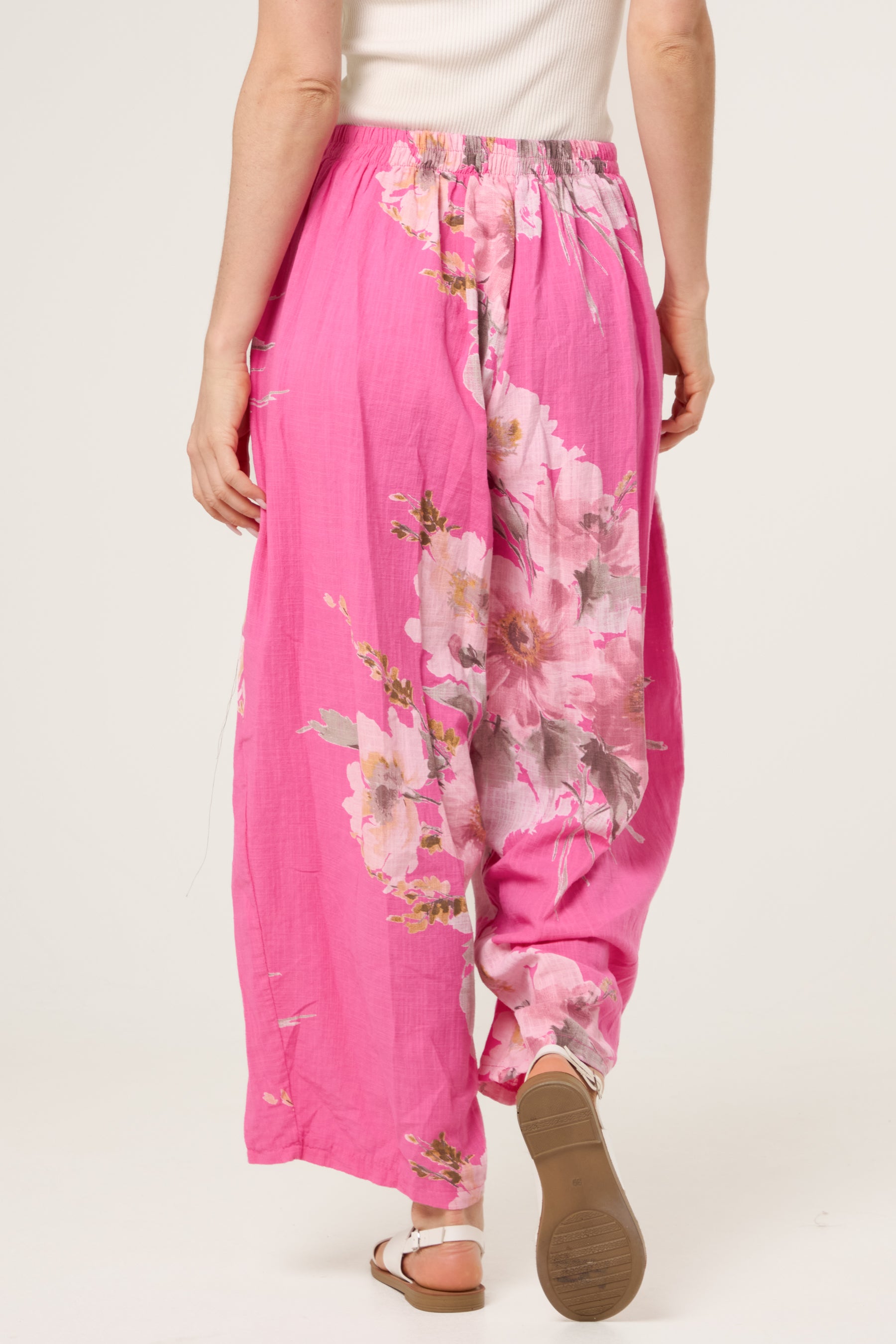 Floral Pure Cotton Barrel Leg Trousers