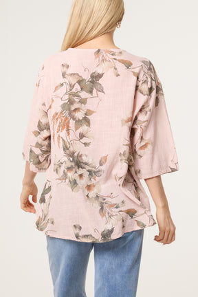 Floral Pure Cotton Short Sleeve Top