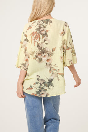 Floral Pure Cotton Short Sleeve Top