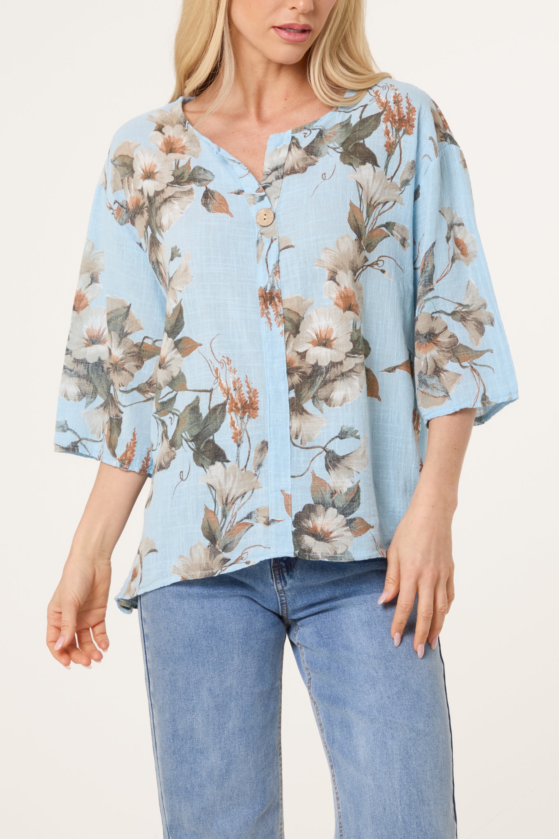 Floral Pure Cotton Short Sleeve Top