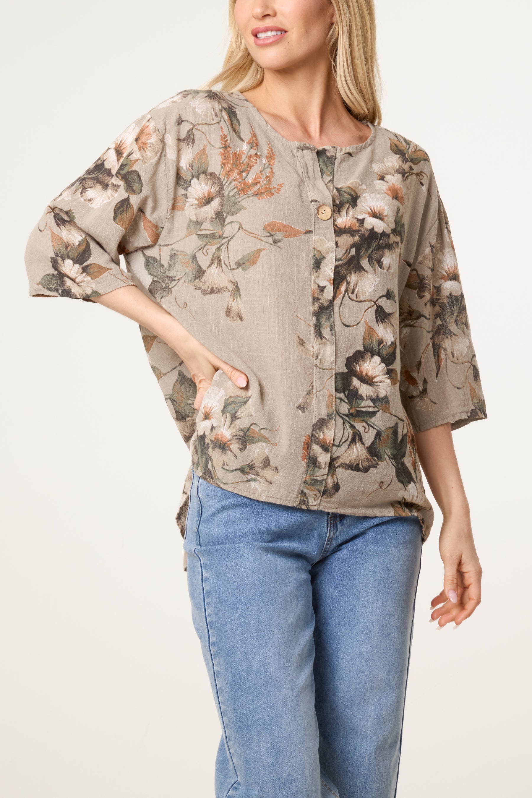 Floral Pure Cotton Short Sleeve Top