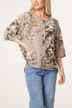 Floral Pure Cotton Short Sleeve Top