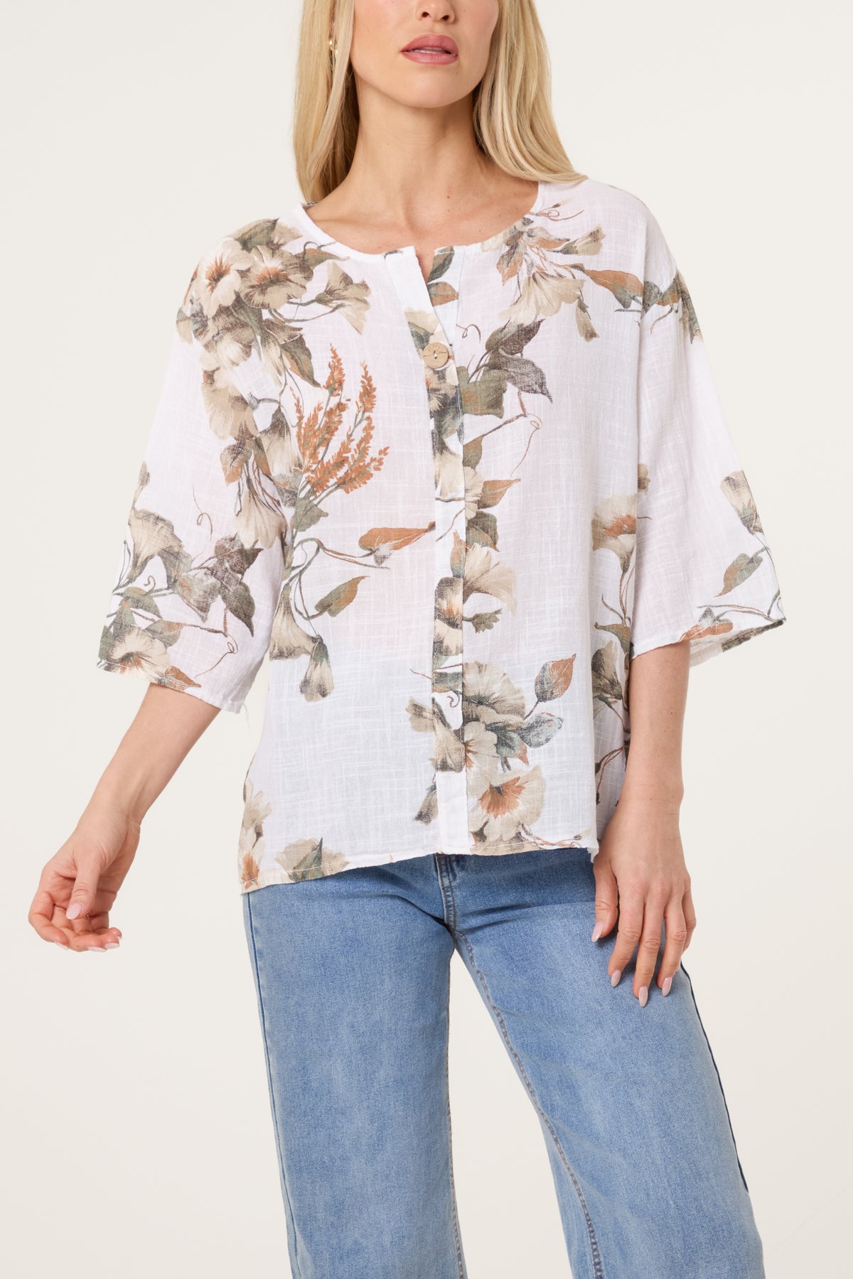 Floral Pure Cotton Short Sleeve Top