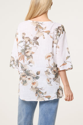 Floral Pure Cotton Short Sleeve Top