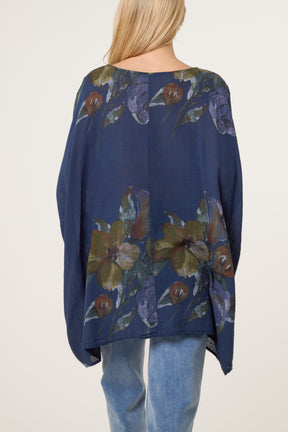 Floral Cotton Batwing Long Top