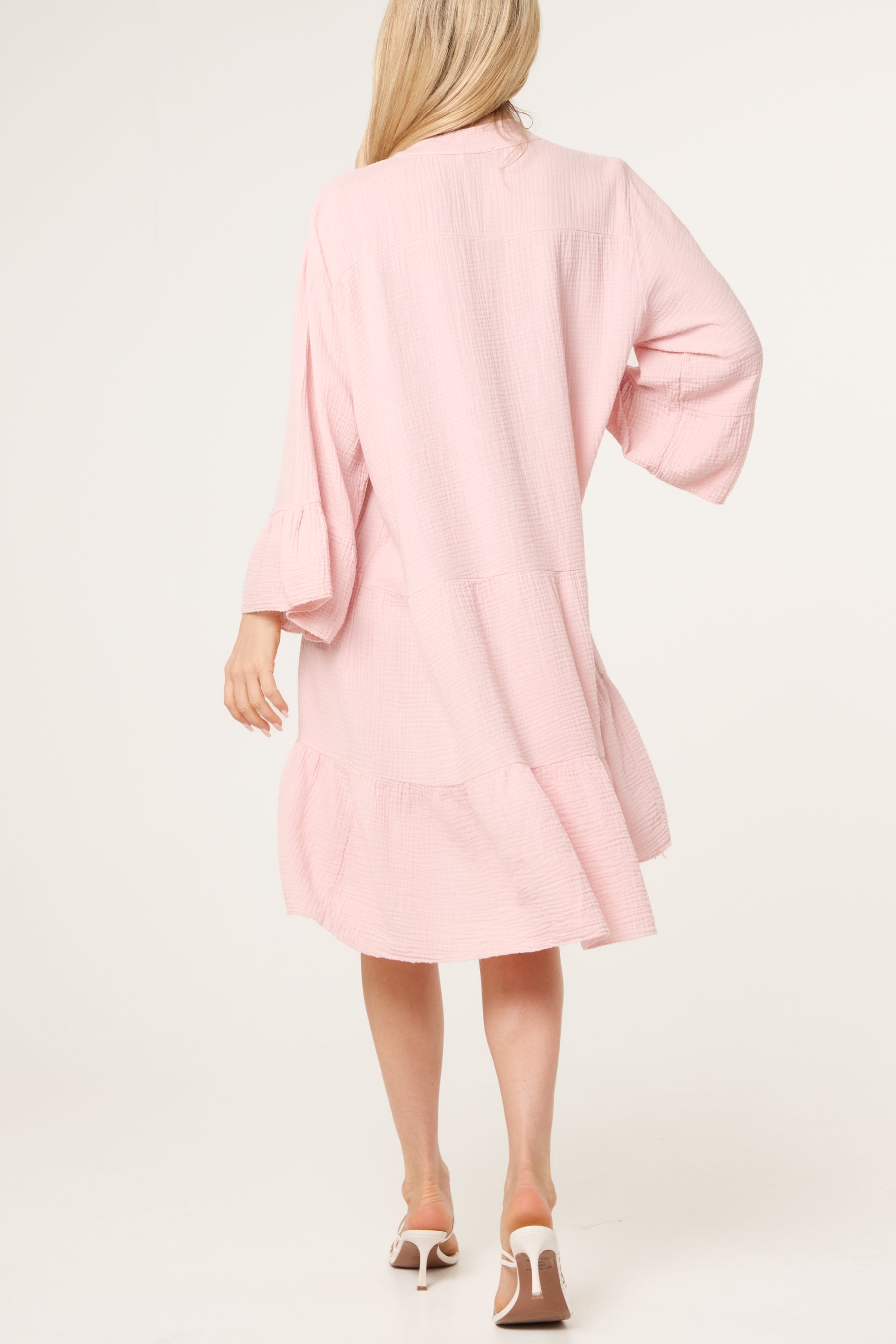 Cotton Cheesecloth Tiered Mini Dress