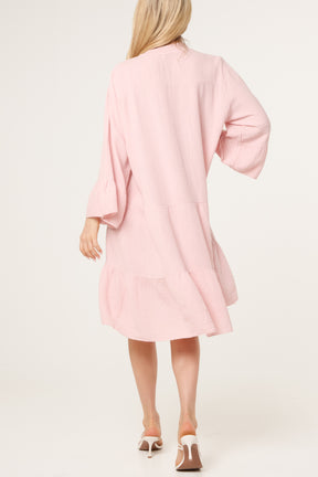 Cotton Cheesecloth Tiered Mini Dress