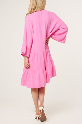 Cotton Cheesecloth Tiered Mini Dress