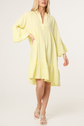 Cotton Cheesecloth Tiered Mini Dress