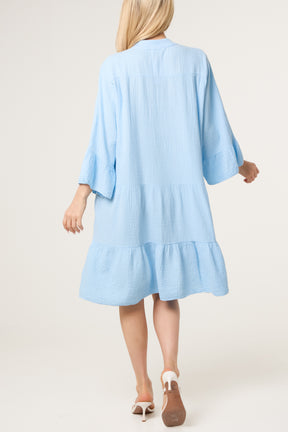 Cotton Cheesecloth Tiered Mini Dress