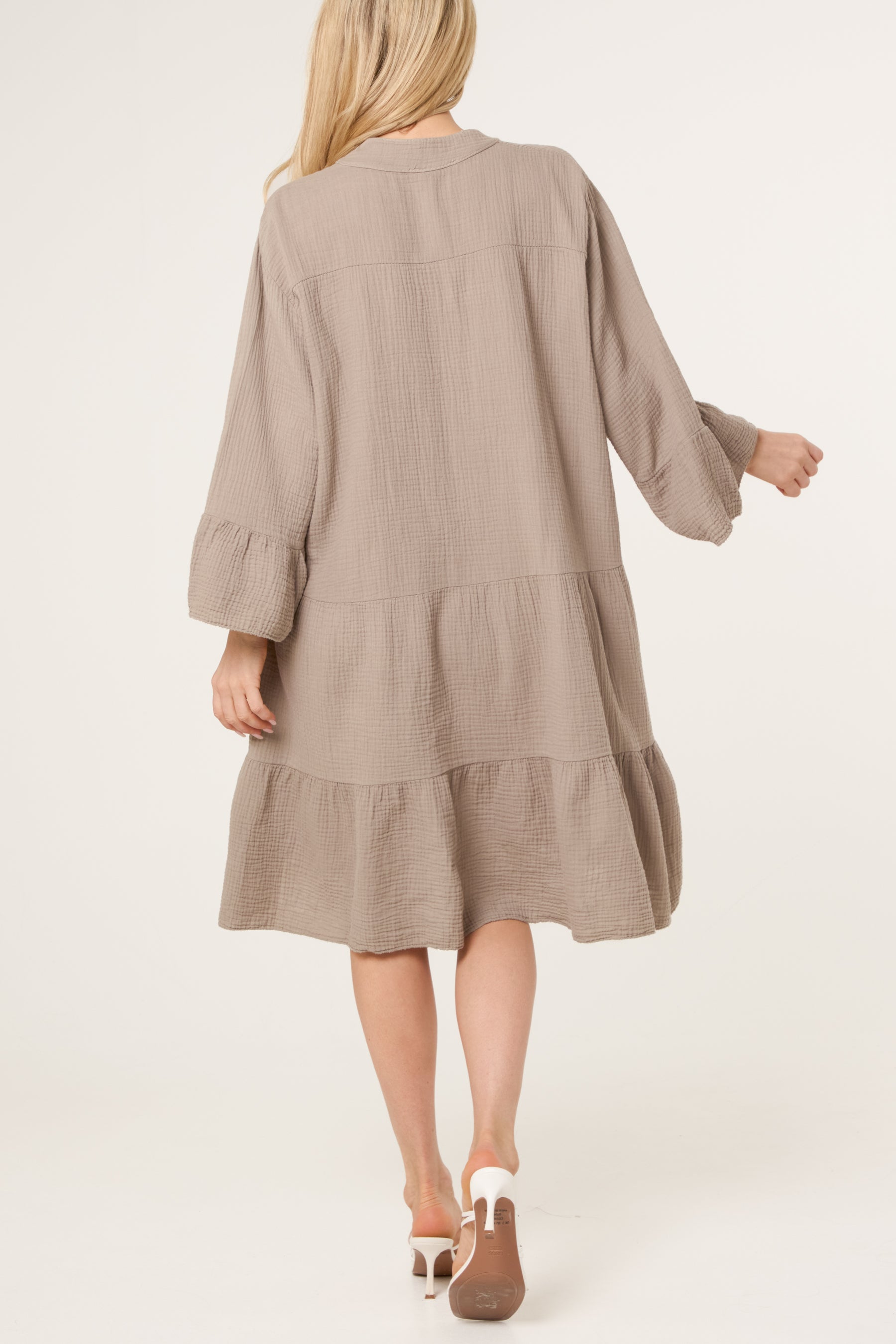 Cotton Cheesecloth Tiered Mini Dress