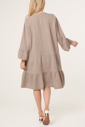 Cotton Cheesecloth Tiered Mini Dress