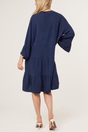 Cotton Cheesecloth Tiered Mini Dress